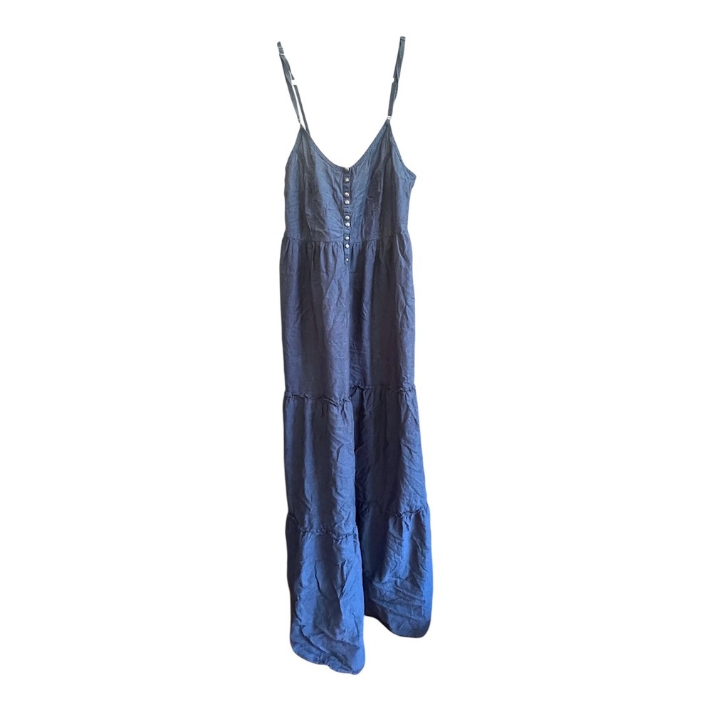 &Dress Blue Tiered‎ Cottagecore Maxi Dress With Button Detail 10